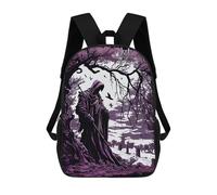 sinyumoney Death in Lilac Kids School Backpack School Bag 3D Printed School Bag for Boys Elementary And Middle School Students 17inch