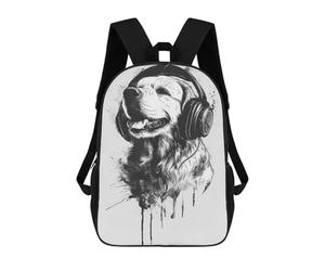 sinyumoney Deejay Golden Retriever Backpack 3D Printed Kids School Backpack High Capacity Travel Backpacks Book Bags Kids Backpack 17inch