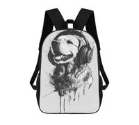 sinyumoney Deejay Golden Retriever Children's Backpacks School Backpack 3D Printed for Kids Travel Rucksacks Book Bags Kids 17inch School Bag