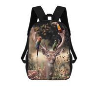 sinyumoney Deer And Birds Backpacks Kids Student Schoolbag,3D Printed Backpacks,Elementary And Middle School Students Backpacks for Boys Girls 17inch