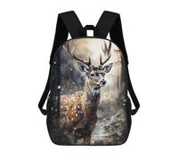 sinyumoney Deer Animal Art Children's Backpack, 3D Printed School Backpack, Backpack for Boys Girls, Adjustable School Bag for Primary School 17inch