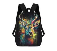 sinyumoney Deer Art Style 2 Backpacks Kids Student Schoolbag,3D Printed Backpacks,Elementary And Middle School Students Backpacks for Boys Girls 17inch