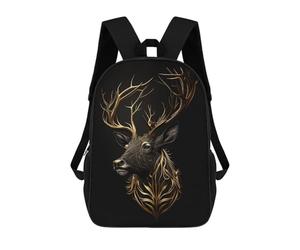 sinyumoney Deer Black Gold Children's Backpacks 17inch School Backpack 3D Printed Bag Bookbag for Kids Travel Rucksacks Boy Girl Book Bags Kids School Bag