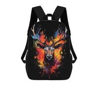 sinyumoney Deer Colorful Dark BG Kids' Backpack 3D Printing School Bag Boys Cool Daypacks Casual Knapsack Fun Back Bag for Kids And Teenager 17inch
