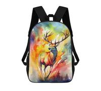 sinyumoney Deer Colorful Painting School Backpack Water Resistant Travel Backpack Computer Bag for Girls Boys Teenage 17inch