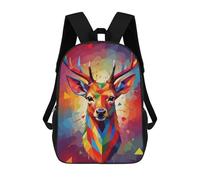 sinyumoney Deer Colorful Wpap Art Children's Backpacks School 3D Printed Bag Bookbag for Kids Travel Rucksacks Boy Girl Book Bags Kids School Bag 17inch