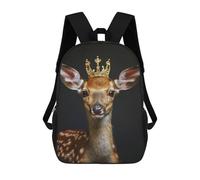 sinyumoney Deer Cute King Kids Backpack Girls 3D School Bags, Children's Rucksack Toddler Schoolbag,Casual Daypacks Fashion Bookbag Bag 17inch