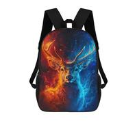 sinyumoney Deer Fire And Ice Art Print 3D Printed 17inch School Bag Children's School Backpack Travel Backpacks Casual Fashion Bag for Kids School Students