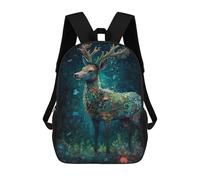 sinyumoney Deer Floral School Backpack Water Resistant Travel Backpack Computer Bag for School/Work/Travel 17inch