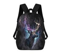 sinyumoney Deer Head Colorful Backpack for School 3D Printed Boys Girls School BagChildren Bookbag Travel Rucksack 17inch
