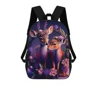 sinyumoney Deer in A Floral Frame Backpack School Lightweight Casual Daypack School Backpacks for Teenage Girls Boys Women Men 17inch
