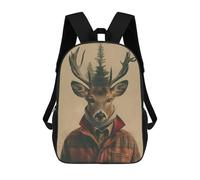 sinyumoney Deer in A Plaid Jacket Kids Backpack Fashion Fun Backpack Book Bag for Boys And Teenager 3D Printed School Bags for Boys 17inch