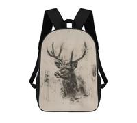 sinyumoney Deer In Charcoal Art 3D Printed Kids School Bag Rucksacks Children's School Fashion Casual Back Pack High Capacity Travel Book Bags Backpack for Kids 17inch