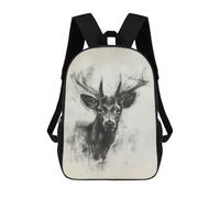 sinyumoney Deer In Charcoal Sketch Rucksack Lightweight Casual Daypack School Backpacks for Campus Outdoor Travel Sports 17inch