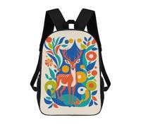 sinyumoney Deer in Floral Pattern 3D Printed 17 Inch School Backpack Casual Children's Backpacks 3D Printed for Boys Elementary And Middle