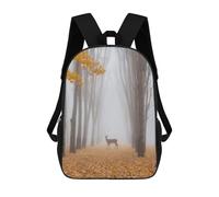 sinyumoney Deer in Foggy Forest Backpack Kids School Backpack School Bag 3D Printed Fashion School Bag for Boys Elementary And Middle School Student 17inch