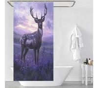 sinyumoney Deer in Lavender Field Shower Curtains Mould Proof Waterproof Fabric Hilarious Bath Curtain with Hooks for Bathroom Wet Room 35.43x70.87Inch（90x180cm）