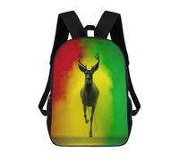 sinyumoney Deer in Rasta Colors Rucksack High Secondary School Bags Casual Backpack for Girls Boys Teenage 17inch