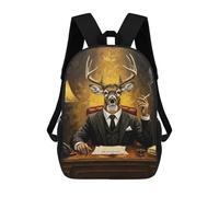 sinyumoney Deer in Suit Painting Kids Backpack, Kids School Bag 3D Printed School Backpacks for Boys And Teenager School Students 17inch