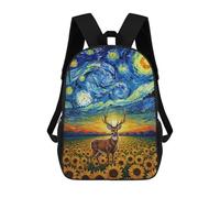sinyumoney Deer in Sunflower Field, Starry Night School Bags Large Water Resistant Laptop Backpack for Campus Outdoor Travel Sports 17inch