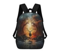 sinyumoney Deer in The Enchanted Forest Rucksack Lightweight Casual Daypack School Backpacks for School/Work/Travel 17inch