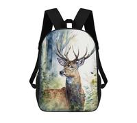 sinyumoney Deer in The Forest Backpacks, Kids Backpack Student School Bag 3D Printed Travel Backpacks Fashion Accessory Backpack Children Waterproof School Bags 17inch