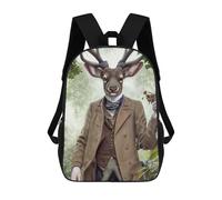sinyumoney Deer in Victorian Attire Backpack School Backpack Kids School Bag Large Capacity Kids Backpack for School Rucksack 3D Book Bag Gifts for Kids 17inch