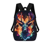 sinyumoney Deer in Warercolors Art Kids' Backpack 3D Printing School Bag Boys Cool Daypacks Casual Knapsack Fun Back Bag for Kids And Teenager 17inch