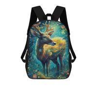 sinyumoney Deer Kids Backpack 17 Inch School Bag 3D Printed Cartoon School Backpacks for Boys And Teenager School Students