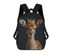sinyumoney Deer King Backpacks Kids School Backpack School Bag 3D Printed School Bag for Boys Elementary And Middle School Students 17inch