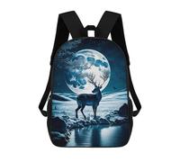 sinyumoney Deer Moon Landscape School Backpack Water Resistant Travel Backpack Computer Bag for Girls Boys Teenage 17inch