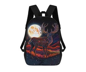 sinyumoney Deer Moonligt Backpack School Large School Backpack for Boys - Perfect for Travel, Work And Daily Use 17inch