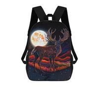 sinyumoney Deer Moonligt Backpacks Kids School Backpack School Bag 3D Printed School Bag for Boys Elementary And Middle School Students 17inch