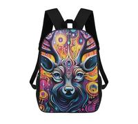 sinyumoney Deer Portrait Kids School Backpack 3D Printed Backpacks Fashion School Bag Rucksacks for Boys Elementary And Middle School Students 17inch