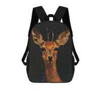 sinyumoney Deer Portrait Painting Rucksacks 3D Printed Children Backpacks Fashion Casual Daypack Cute Travel Bags Outdoor Casual Daypack for Boy And Girl 17inch