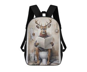 sinyumoney Deer Reading The Paper School Bags Large Water Resistant Laptop Backpack for Campus Outdoor Travel Sports 17inch