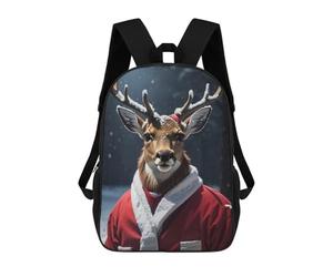 sinyumoney Deer Santa Xmas Rucksack Water Resistant Travel Backpack Computer Bag for Men, Women & Teenage Boys 17inch