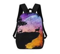 sinyumoney Deer Silhouettes Against Colorful Sky Backpack Cartoon Plush Bag, 3D Backpack for Kids School Bag Birthday Gift Idea for Boys And Girls 17inch