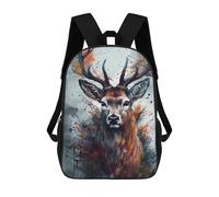 sinyumoney Deer Spirit Splash Art Backpacks, Kids Backpack Student School Bag 3D Printed Travel Backpacks Fashion Accessory Backpack Children Waterproof School Bags 17inch
