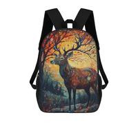 sinyumoney Deer Sunset 2 3D Printed 17inch School Bag Children's School Backpack Travel Backpacks Casual Fashion Bag for Kids School Students