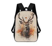 sinyumoney Deer Watercolor Backpack, Children's Backpack, Student School Bag Bookbag Rucksack, 3D Printed School Bag for Boys Girls 17inch
