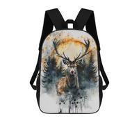 sinyumoney Deer Watercolor Backpack with Pocket 3D Printed Backpacks, Travel Rucksacks Book Bags Kids School Bag 17inch