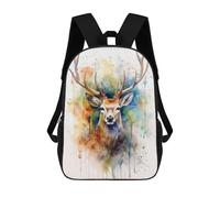sinyumoney Deer Watercolor School Backpack Lightweight Casual Daypack School Backpacks for Boys/Girls/Teenagers 17inch