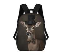 sinyumoney Deer with Top Hat Children's School Backpack Fashion Casual Children's Backpacks 3D Printed School Bags Boy Large Backpack 17inch