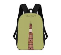 sinyumoney Delhi Qutb Minar Snippet Rucksack School Secondary High School College Backpack Travel for Camping Outdoor Adventures And Daily Travel 17inch