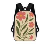 sinyumoney Delicate Pink Floral Illustration - Elegant Botanical Wall Art for Nature Lovers Children's School Backpack 3D Printed for Kids Travel Rucksacks Book Bags Kids School Bag 17inch