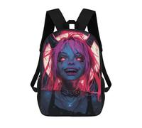 sinyumoney Demon Anime Girl 3D Printed 17 Inch School Backpack Casual Children's Backpacks 3D Printed for Boys Elementary And Middle