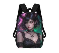 sinyumoney Demon Girl with Green Eyes Backpack School Daypacks Business Backpack Water Resistant Bookbag for Boys/Girls/Teenagers 17inch