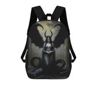sinyumoney Demonic Lilith, Dark Angel with Dragon Wings Backpack for School 3D Printed Boys Girls School BagChildren Bookbag Travel Rucksack 17inch