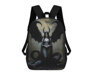 sinyumoney Demonic Lilith, Dark Angel with Dragon Wings School Backpack Daypacks Business Backpack Water Resistant Bookbag - Perfect for Travel, Work And Daily Use 17inch
